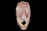 Carved Rose Quartz Dinosaur Skull - Roar! #227044-2